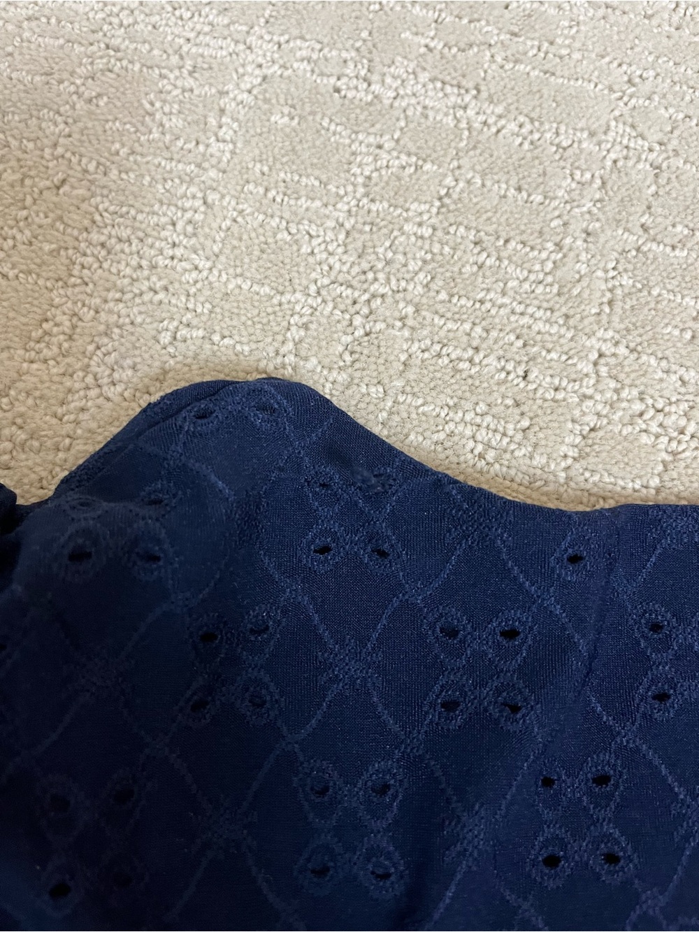 CeCe Navy Eyelet Scoop Neck Puff Sleeve Top - Picture 4 of 4